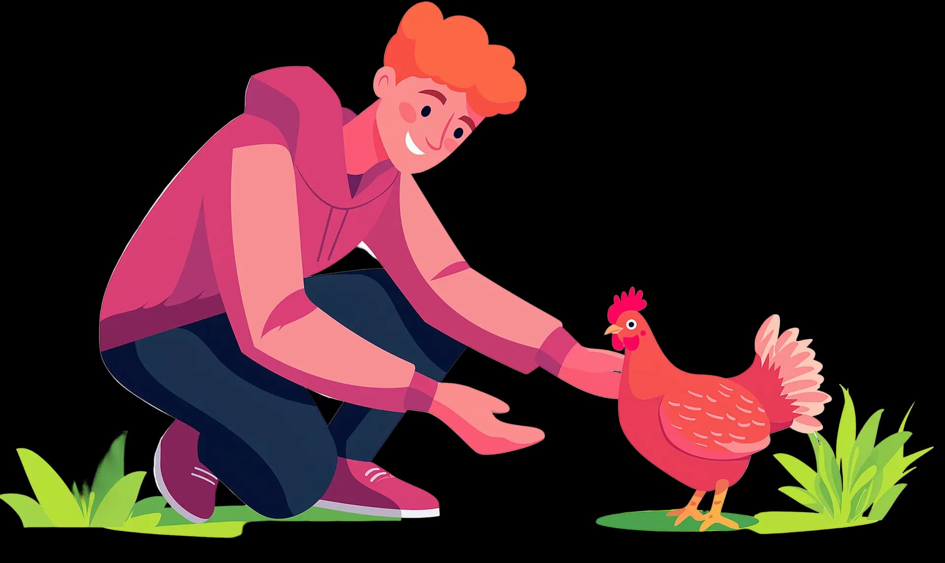 Person petting chicken
